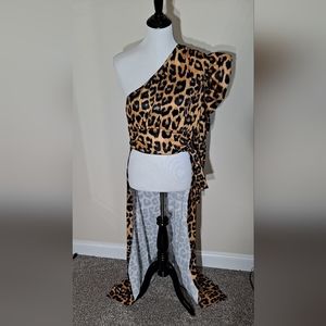 One shoulder Animal print blouse short/long